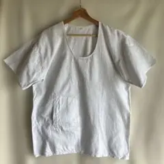 ホワイト リネン プルオーバー スモック　ユーロ