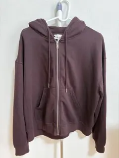 H&M ジップアップパーカー ダークブラウン Lサイズのサムネイル