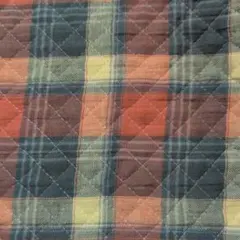 キルティング生地　T/Cチェック柄　オレンジ、グリーン、イエロー