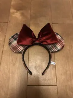 ミニーマウス耳カチューシャ チェック柄