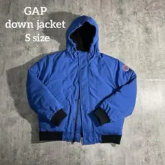 美品GAPダウンジャケット フード・リブ付きSサイズ古着ブルー短丈