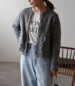 【新品】Bonjour Saganアゼフリンジニットカーディガン