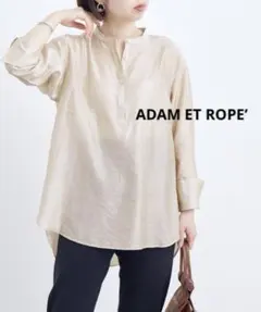 アダム エ ロペ ADAM ET ROPE’ 袖スリットバンドカラーブラウス