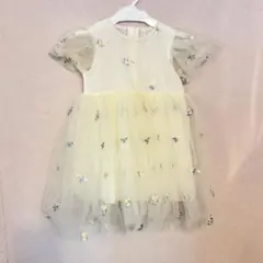 【新品未使用】100cm 花柄刺繍チュールドレス