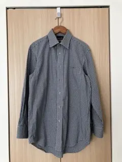 【美品】Banshu-Ori チェック柄長袖シャツ ネイビー/ホワイト