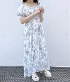 one way ワンピース 花柄 ホワイト ドレス フラワープリント