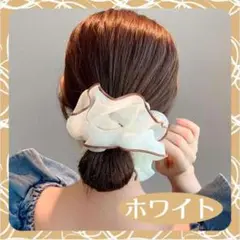 ビッグシュシュ ホワイト おしゃれ 髪留め ヘアゴム ヘアアクセ シアー 韓国