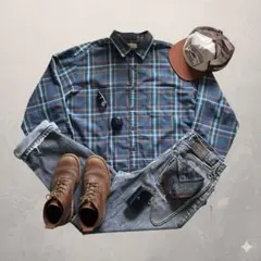 【好配色】90s L.L.Beanネルシャツ×希少オレンジタブLevi's726