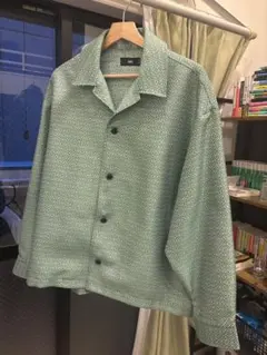 カジュアル 緑色パターン 長袖シャツ