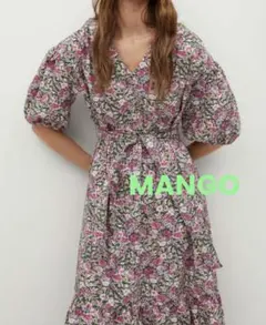 MANGO ピンク花柄 コットンワンピース