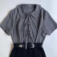 used レトロ リボンドット ブラウス 古着 ヴィンテージ vintageのサムネイル