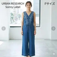 アーバンリサーチサニーレーベル クロス刺繍デニムサロペット フリー 夏 美品