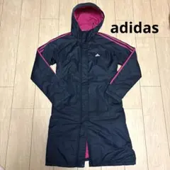 adidas フード付きジャケット 黒/ピンク ベンチコート