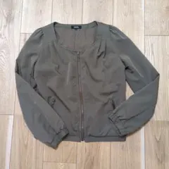 【美品】OZOC オリーブグリーン ノーカラージャケット Mサイズ