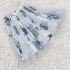 『スナイデル』 (F) フラワープリントチュールスカート 膝丈 ボリューム 花柄