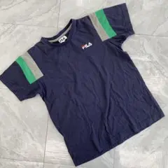 FILA Tシャツ 半袖 バイカラー 切り替えデザイン 綿 ネイビー 150cm