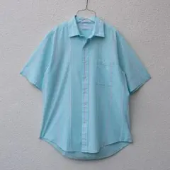 90s Dior 混紡　半袖シャツ　ティファニーブルー　チェックシャツのサムネイル