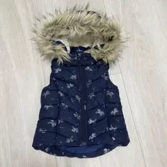 90cm H&M ユニコーン柄　ファーベストジャケット　紺色　女の子