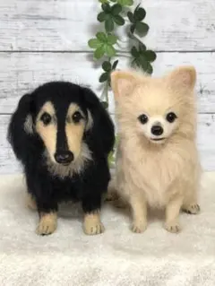 羊毛フェルト　ハンドメイド　犬【チワワ&ダックス】ck様　ぬいぐるみ　メモリアル