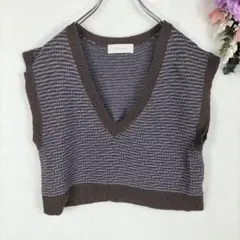 良品★SELECT MOCA　Vネック　Vネック　ガーター編み　ショートベスト