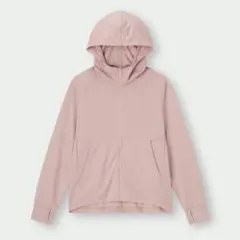 GU UVカットフルジップパーカーM　ベージュピンク
