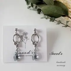 ▪シルバー結びチャーム×ハート♡チャームピアス／イヤリング