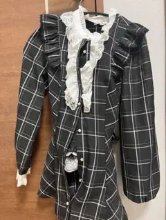 アルゴンキン チェック柄フリル付き長袖ミニワンピース - メルカリ