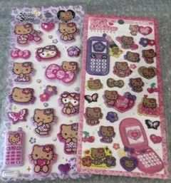 サンリオ　日焼けキティ　平成ハッピーフォン　もっちりシール　2種　正規品