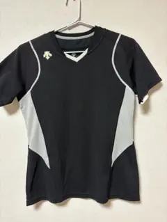 DESCENTE バレーボールウェア 半袖 ブラック/グレー