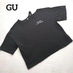 GU Tシャツ アシンメトリー ショート丈 ブラック L