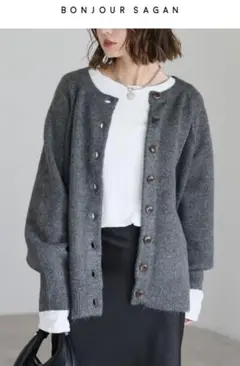 【新品】 BONJOUR SAGAN ラグランスリーブニットカーディガン