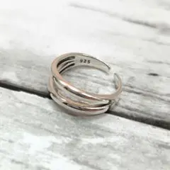 シルバー925 リングメキシカンジュエリー ダブルライン 重ね付け風 指輪