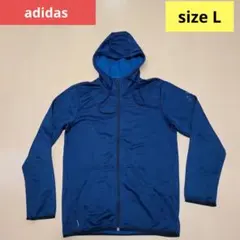 adidas メンズ 長袖 薄手 ジップパーカー　L　ネイビー　ファッション