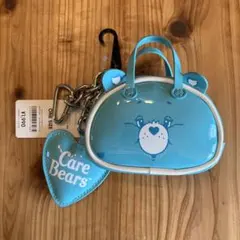 ケアベア GU ポーチ キーホルダー　マイクロポーチ　ブルー