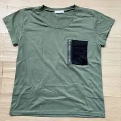 BARAK オリーブグリーン 半袖 Tシャツ ジッパーポケット付き