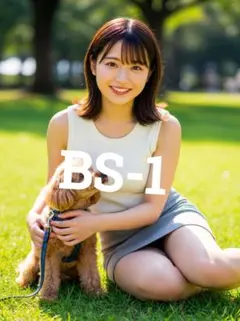 【AI美女】 L判写真 可愛い犬とミニスカ美女 現品限り 1点物 BS-1
