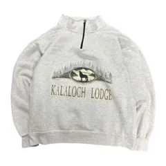 ハーフジップスウェット　マウンテンプリント　アメカジ　古着　7Aa