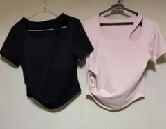 ヨガピラティスにパット付き2枚セット価格で洗い替にいかがですか？パット付半袖貴重