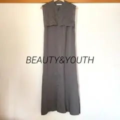 【美品】BEAUTY&YOUTH ソリッド&フラワーケープノースリーブワンピース