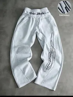 ロゴ グラフィック スウェットパンツ グレー ストリート y2k
