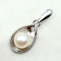 パール　しずく　ペンダントトップ　ネックレス　トップのみ　silver刻印