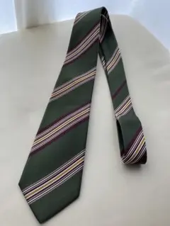 アクアスキュータム　Aquascutum グリーン ストライプ ネクタイ