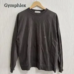 Gymphlex ロゴ刺繍 長袖Tシャツ チャコールグレー M コットン