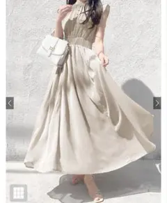 楊柳シフォンフリルフレアワンピース　k9123c