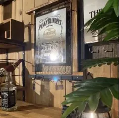 パブミラー付きキーフック　アメリカン　壁掛け　スタンド両用