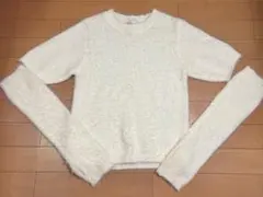 アームウォーマー付き フェザー ニット セーター