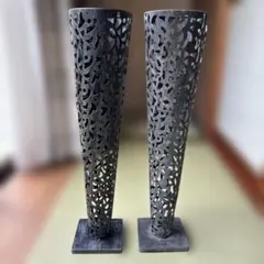 草月 創作鉄花器 アイアン フラワーベース オブジェ インテリア 和