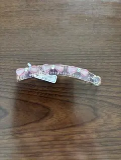 クリア・ピンク リボン付きヘアクリップ
