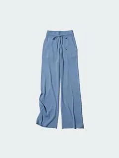 新品未使用 ユニクロ ウォッシャブルニットリブパンツ 丈長め ブルー Mサイズ