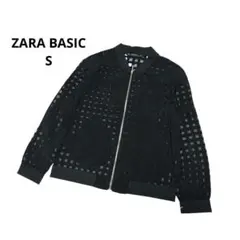 ザラベーシック　透け感シアーブルゾン テーラードジャケット　ブラック　Sのサムネイル